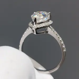 Anel de casamento clássico, anel de casamento com pedra preciosa, branco e dourado 18k para teste do passado, corte excelente, 2 cores de carat, forma de gota