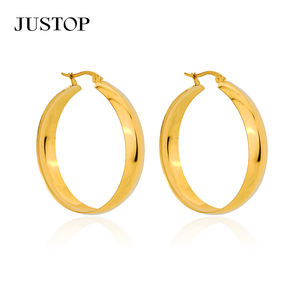 Pendientes de Aro de Moda, Chapados en Oro de 18K, Acero Inoxidable Hipoalergénico, Resistentes al Agua, Proveedor de Joyería de Moda - Product Image 1