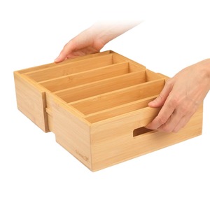 Cross-border bamboo drawer rack with adjustable <b>shelves</b>, expandable kitchen cabinet storage <b>box</b>. - Product Image 1