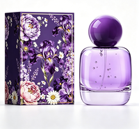 Parfum boisé musqué pour femme 50 ml, senteur longue durée, élégante boîte florale violette pour le bureau, les rendez-vous et les soirées