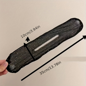 Élégante pince à cheveux en tissu noir - 1 pièce, avec accents de strass étincelants, accessoire polyvalent pour tresses et chignons pour femmes - Product Image 4