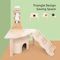 Hamster-Spielplattform aus Holz für Zwerg-Syrische Hamster, Gerbils, Mäuse, Degus oder Andere Kleintiere - Dreieckig - 15 cm Höhe, Naturholzfarben
