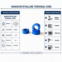 Noyau toroïdal nanocristallin à haute perméabilité, 120000 de perméabilité initiale, usine OEM