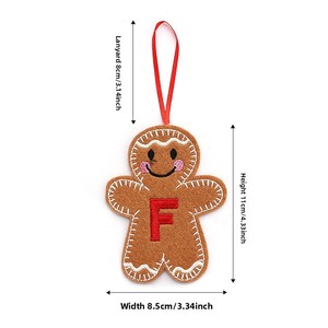 Pendentif de Noël en forme de bonhomme en pain d'épices, en tissu écologique, personnalisable, pour les fêtes - Product Image 4