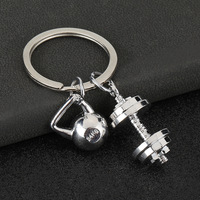 Porte-clés en alliage de zinc, moderne et simple, avec pendentif sportif en forme d'haltère, d'haltère kettlebell et de disque de poids, pour couple
