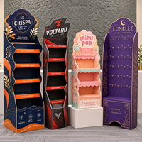 Support d'affichage en carton personnalisé pour boissons, en-cas, cosmétiques, présentoir de vente au détail POP pour le sol