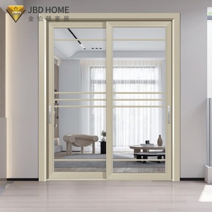 Porte coulissante en alliage d'aluminium moderne JBD, <span class=keywords><strong>double</strong></span> <span class=keywords><strong>vitrage</strong></span> trempé - Isolation thermique, finition pour villas, maisons, cloisons intérieures - Product Image 2