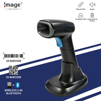 Escáner de Código de Barras Inalámbrico 2D con Base de Carga, PDF417, Lector de Códigos de Barras de Alta Velocidad, Portátil para Supermercado