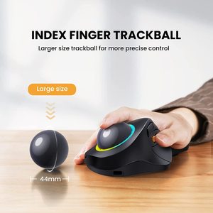 JOMAA BT Dual-Mode <b>Wireless</b> USB/Type-C Trackball <b>Mouse</b> Rechargeable Ergonomic RGB Backlit 4 Buttons Gaming Ball Tracking Windows - Product Image 3