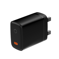 Chargeur rapide PD 25W avec indicateur LED, adaptateur de voyage, prise UK détachable, chargeur mural USB C portable pour iPhone et tous les téléphones Type-C