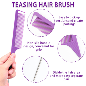 Spazzare il pettine delle basette, pettine e spazzola per il controllo del bordo dei capelli a doppia faccia, pettine a coda di topo con perno e Set di spazzole per bordi con fermaglio per capelli - Product Image 5