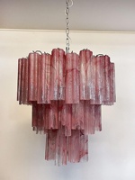Magnifique lustre italien vintage en verre de Murano fait main, rose, pour la décoration du salon, de la salle à manger et de la chambre à coucher