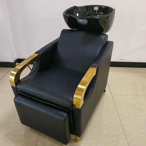 Sillón de Lavado de Cabello Reclinable Moderno de Lujo con Lavabo Metálico para Salón de Belleza, Barbería y Peluquería - Product Image 3