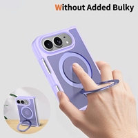 Coque de téléphone magnétique mate givrée pour iPhone Duo avec support anneau métallique pliable