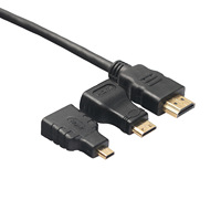 Câble vidéo haute définition HDMI 3-en-1 de 1,5 mètre pour PS4 avec ensemble d'adaptateurs micro mini