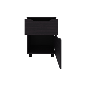 Nightstand 2 <b>Drawer</b> Black With Wheels Bedroom <b>Storage</b> <b>Drawer</b> Unit - Product Image 6