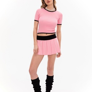 Conjunto de Tenis con Logotipo Bordado Personalizado por el Fabricante, Suéter Corto de Pickleball, Camisetas, Suéter de Punto para Mujer - Product Image 5