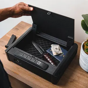 Customizable Quick Access Gun Safe Box With Fingerprint Digital Keypad Handgun Safe With Auto Open Lid Safety Box