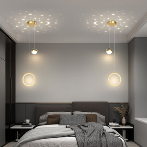 Lampes suspendues de <span class=keywords><strong>plafond</strong></span> <span class=keywords><strong>LED</strong></span> modernes, ambiance étoile lune, luminaire suspendu pour chambre à coucher, décoration de chevet, lampe suspendue, lustre - Product Image 2