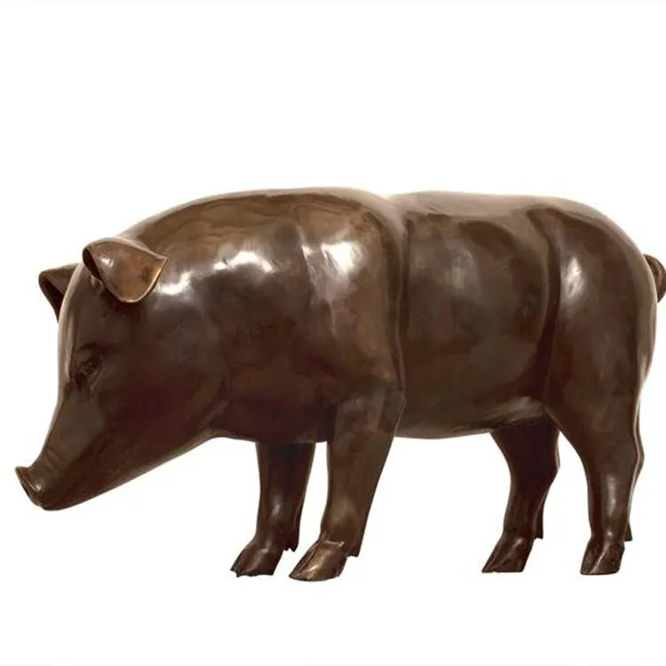 중국 제조 업체 큰 앉아 돼지 돼지 금속 정원 동상 청동 색