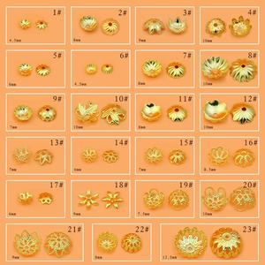 18K Or Fleur Perle Bracelet Accessoires Cuivre Plaqué Or Creux Fleur Cap DIY À La Main Entretoise Bijoux Résultats Composants - Product Image 6