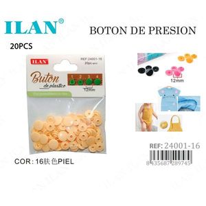 กระดุมพลาสติกแบบสแนป Ilan ขนาด 12 มม. สีเนื้อ 20 ชิ้น สำหรับเสื้อผ้า - Product Image 1