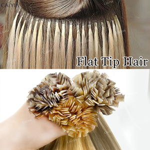 Extensiones de punta de memoria de queratina de punta plana de calidad de salón Extensiones de cabello humano de trama recta invisible y cómoda de doble dibujado - Product Image 3