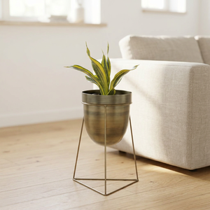 Maceta moderna nórdica mejor valorada con soporte maceta Metal latón plateado jardín macetas para interior hogar dormitorio sala de estar Decoración - Product Image 2