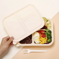 Bol à soupe d'emballage alimentaire jetable en plastique à 3/4 compartiments Boîte à nouilles en carton blanc Récipient à emporter