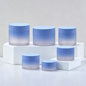 Luxury Matte Blue Customization Thicken Plastic Cosmetic Jar for Skin Care Refillable Wide Mouth Jar Eye & Face Cream Container