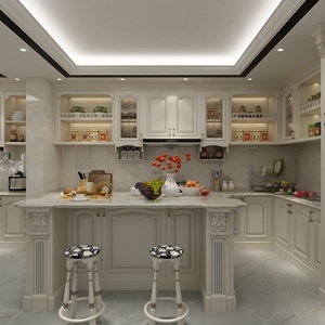 Cocina Modular de Lujo, Gabinete de Madera Maciza Personalizable, Impermeable, Ecológico, Hecho en China - Product Image 5