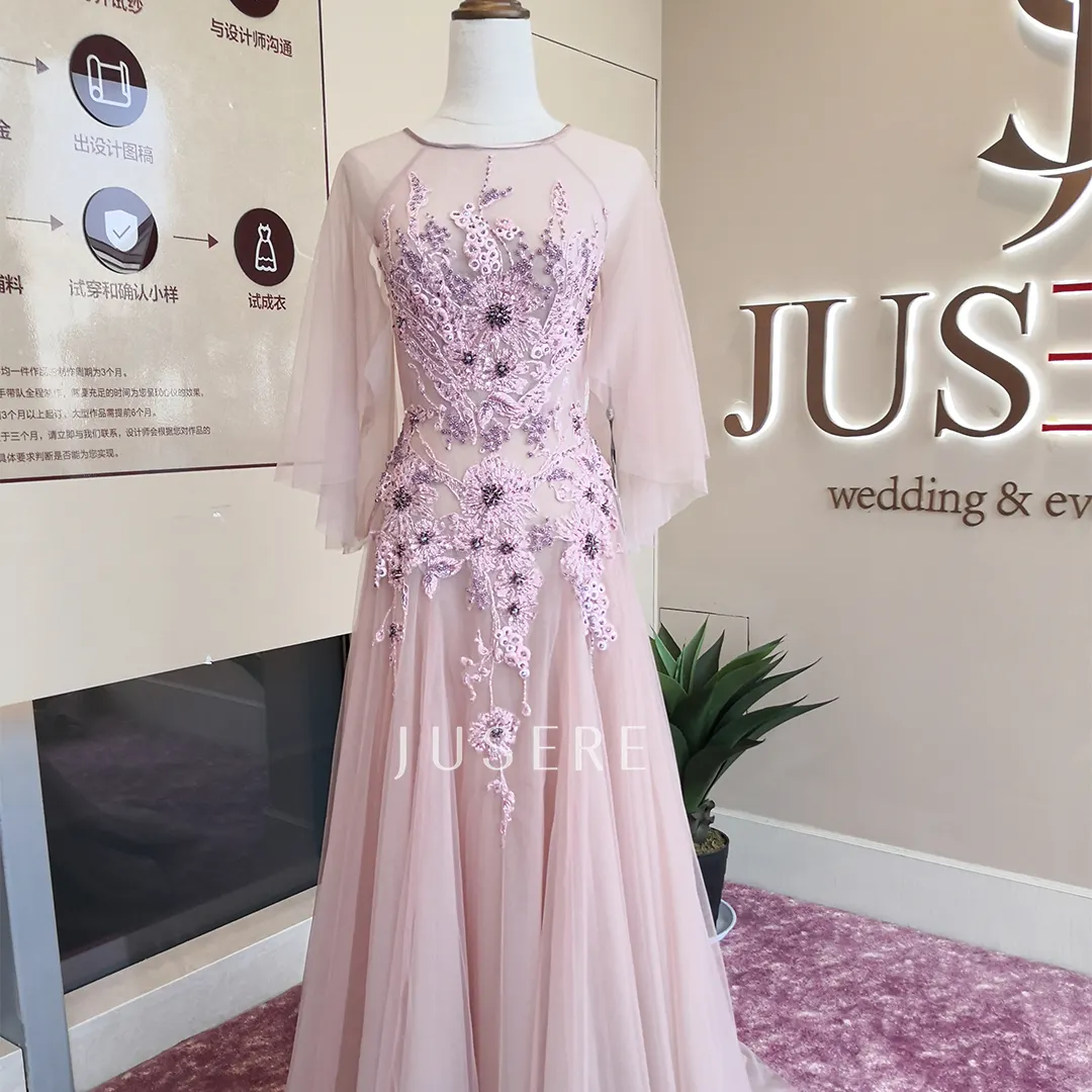 Женское вечернее платье с коротким рукавом, розовое ТРАПЕЦИЕВИДНОЕ ПЛАТЬЕ с аппликацией из бисера и блесток, платье большого размера для выпускного вечера
