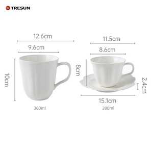 Juego de Taza y Platillo de Cerámica para Café, Multi-Capacidad, Apto para Microondas, Resistente a Altas Temperaturas, para Cafetería o Restaurante - Product Image 6