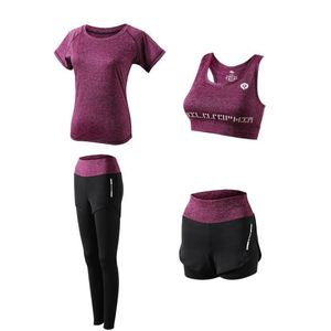 Ensemble de sport pour femmes, tenue de sport d'été, vêtements de yoga, ensemble de vêtements de sport à séchage rapide, quatre pièces - Product Image 5