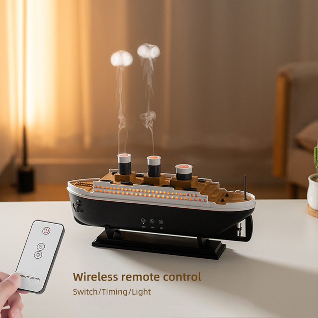 Creative Vintage Boat-Shaped Plastic Electric Ultrasonic Aromatherapy Humidifier Jellyfish Essential Oil Diffuser Quiet