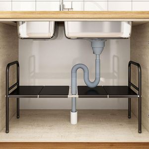 2 Tier Removable Panel Metal Carbon Steel Extendable Multilayer Under Sink Pot <b>Pan</b> Organizer Rack Shoes Rack - Product Image 4