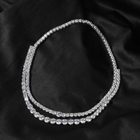 Collier Chaîne Tennis Hiphop en Argent Sterling 925 Plaqué Or 18K avec Moissanite VVS 3MM Effet Glacé pour Femme