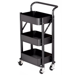 Chariot pliable Zxm blanc et noir pour coiffure, chariot en métal, armoire à roulettes - Product Image 2