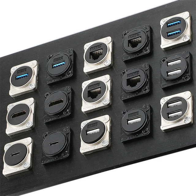 D-type Multifunctional Data Module 86 Panel Audio Video Socket XLR VGA BNC RJ45 RJ11 Jack 3.5/6.35 RCA USB3.0 Type Connector
