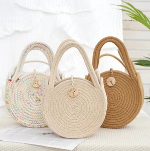 Nouveaux sacs à bandoulière pour femmes mignon coton corde <span class=keywords><strong>sac</strong></span> à main Style à la mode forme ronde <span class=keywords><strong>sac</strong></span> à bandoulière été tissé tressé <span class=keywords><strong>sac</strong></span> fourre-tout - Product Image 1
