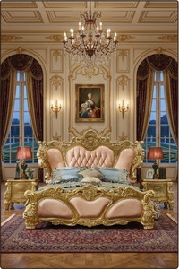 Lit de mariage en bois massif artisanal de luxe, meubles de chambre à coucher sur mesure de qualité supérieure pour des chambres élégantes - Product Image 2