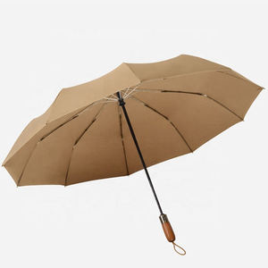 <span class=keywords><strong>Parapluie</strong></span> 3 plis à ouverture automatique pour hommes, design personnalisé, couleur unie, design compact, avec manche en bois durable - Product Image 5