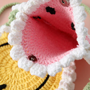 Borsa a Tracolla in Lana per Studenti con Grande Sorriso, Espressione Gialla, Rosa Ecologica, Alta Qualità, Forma di Foglia, per Tutte le Stagioni, Uso Interno - Product Image 4