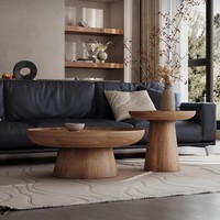 Table basse ronde en bois massif de style Wabi-Sabi, salon, maison, petit appartement, design artistique créatif, haut de gamme, moderne