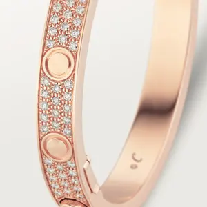 CGB038 braccialetto con diamanti naturali in oro 18 carati con pavé completo, cacciavite a bracciale in oro giallo, Design Unisex, gioielli di lusso personalizzati
