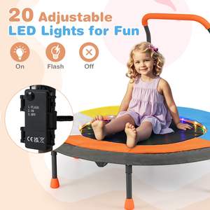 Mini trampoline pliable de fitness avec lumières LED colorées, trampoline extérieur et petit trampoline à sangles pour enfants et adultes - Product Image 5