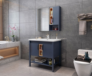 35in azul oscuro país rural vanidad con almacenamiento espejo barato impermeable <span class=keywords><strong>muebles</strong></span> de baño de pared Gabinete de la vanidad - Product Image 2