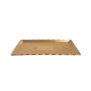 Barquette alimentaire rectangulaire jetable en PET de qualité alimentaire pour crêpes, gâteaux roulés, sandwichs, sushis – Plateau transparent doré - Product Image 2