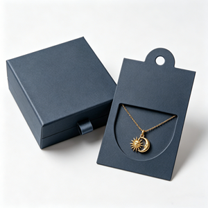 Eco-friendly Jewelry <b>Boxes</b> With Necklace Ring Display Cards Custom Gold Logo For <b>Small</b> Gift Storage - Product Image 3