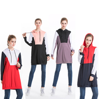En stock Femmes Grandes Tailles Modeste Surdimensionné Lâche Musulman Long Hoodies et Pantalons Sports Running 2 Pièces Sets